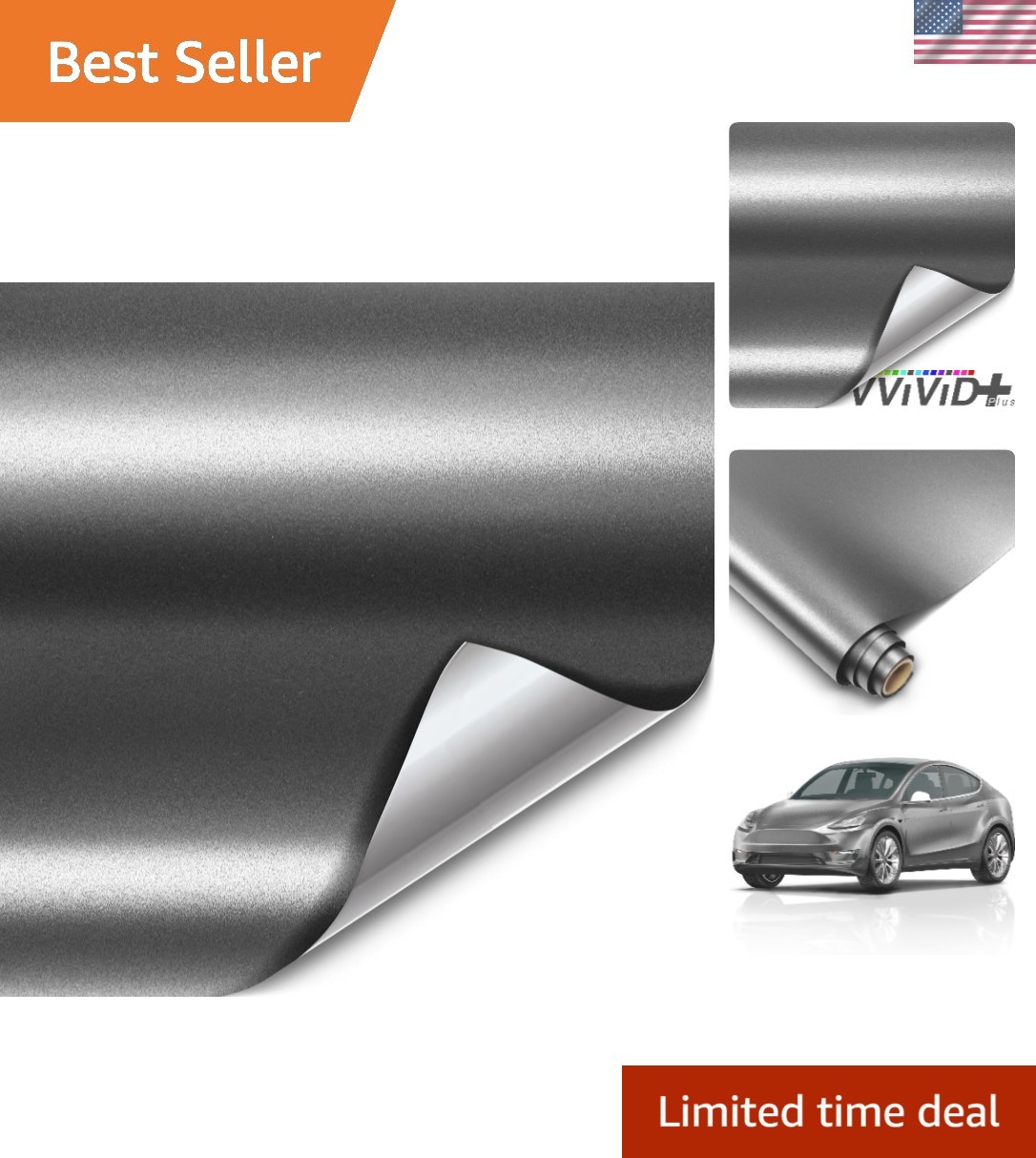 Stain-Resistant Charcoal Grey Metallic Vinyl Wrap – 50ft x 5ft for Professionals