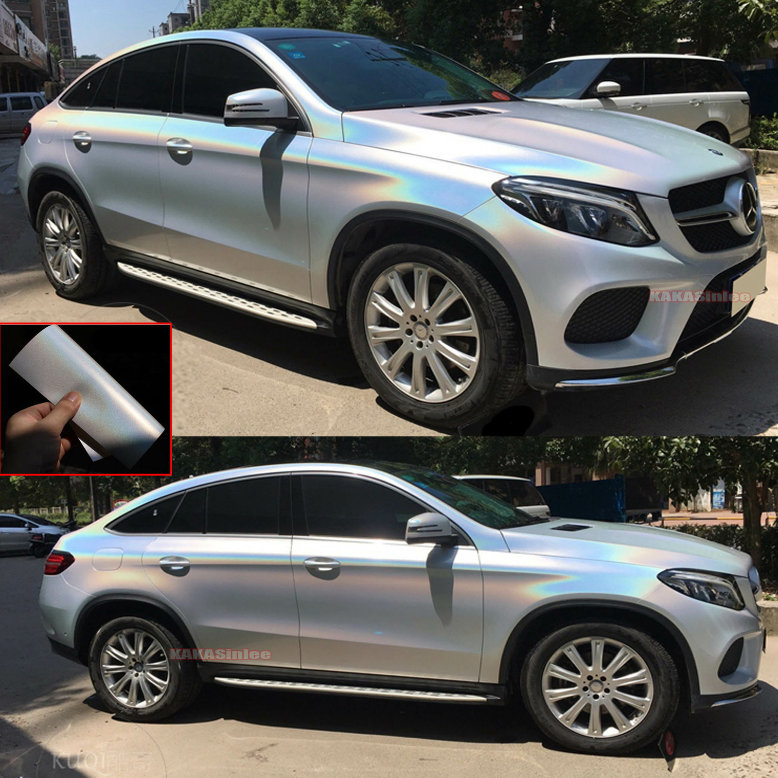 Air Release White Full Car Chameleon Mirror Chrome Laser Vinyl Wrap Sticker HDUS