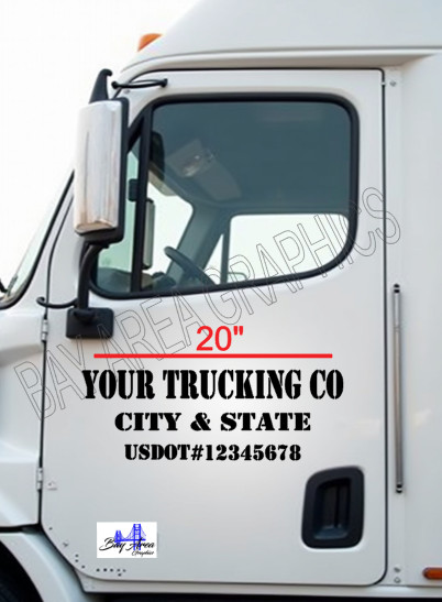CUSTOM VINYL TRUCK DOOR DECALS SET 2 COMPANY NAME USDOT CITY STATE