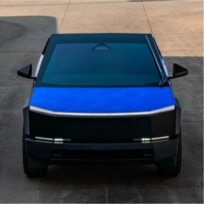 Cybertruck DIY PPF Paint Protection Film Wrap Laser Chrome Blue + Satin Black