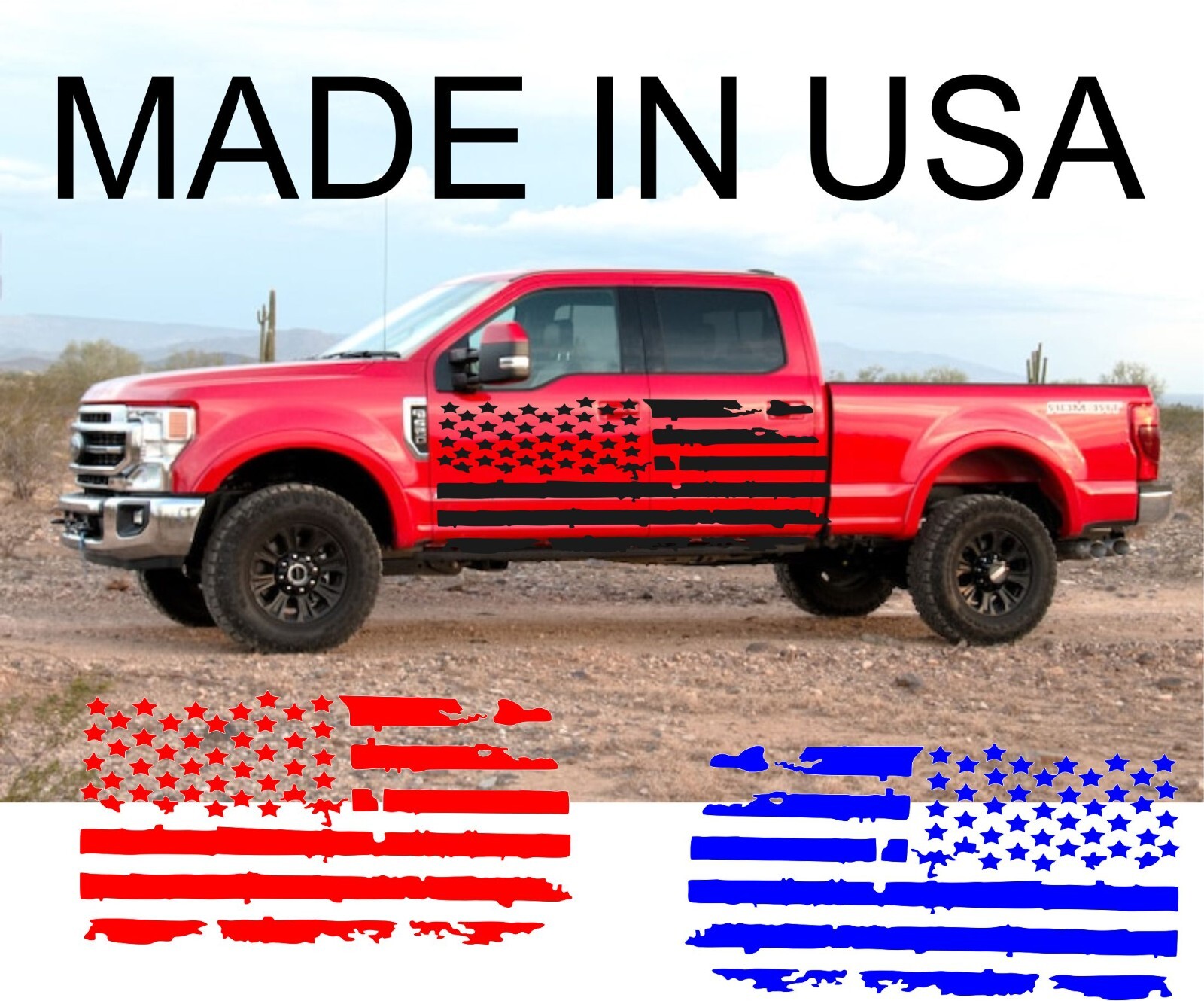 American Flag Vinyl Decals Left & Right Side Truck Car Graphics Stickers