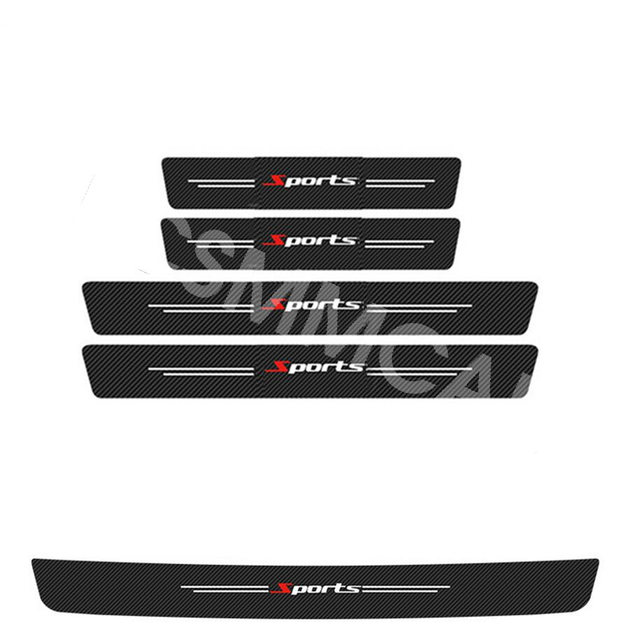 Car Door Scuff Sill Cover Panel Step Trunk Protector Stickers Carbon Fiber 5pcs