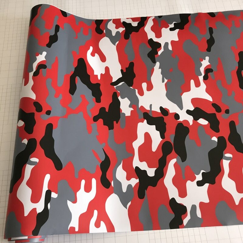 Vinyl Car Wrap Decal Sticker Matte Roll Black Red Gray White Camo Textured Style