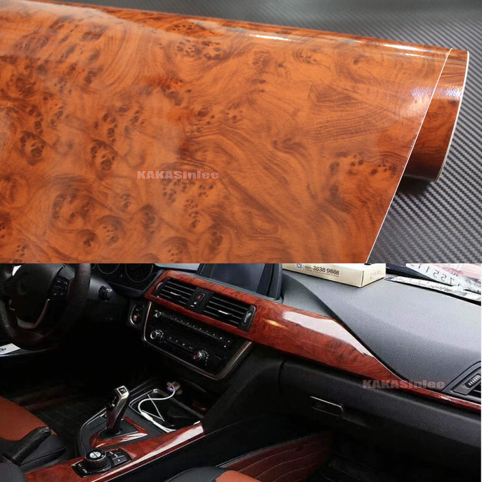 Flexible Furniture Wood Grain 3D Textured Satin Vinyl Wrap Car House Sticker AB