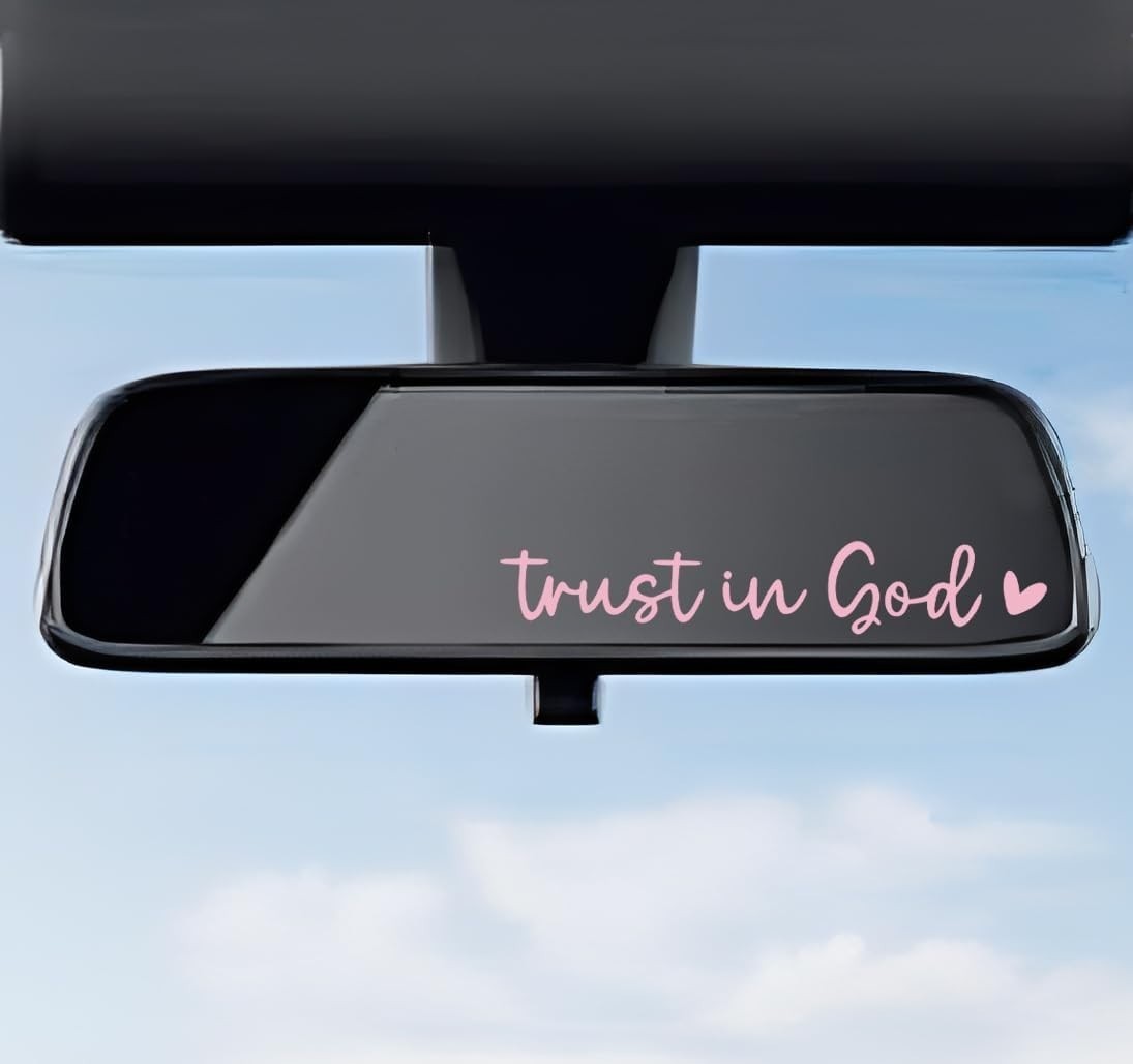 Modern Pink Vinyl Car Stickers – 2 PCS Inspirational Trust in God Designs