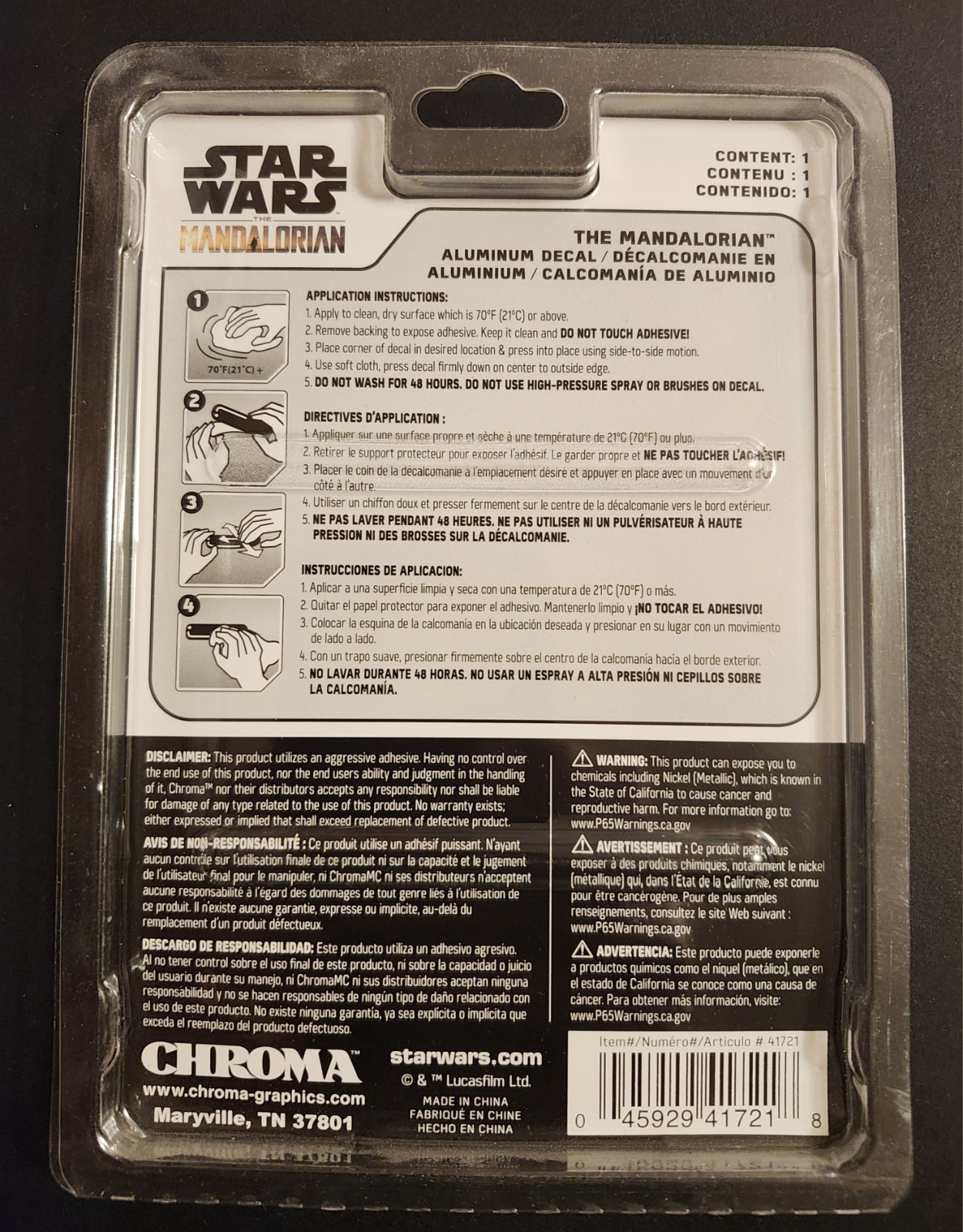 STAR WARS The Mandalorian Helmet Car Decal Silver Aluminum 4” x 3.5” Disney