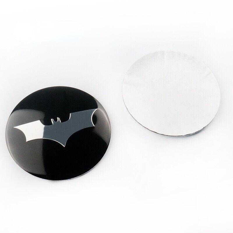 4Pcs 65mm Black Silver Bat Car Wheel Center Rim Hub Caps Badge Stickers Decals