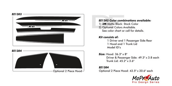 Split Hood Rear Side Trunk Decal Graphic Stripe for 2008-2014 Dodge Avenger