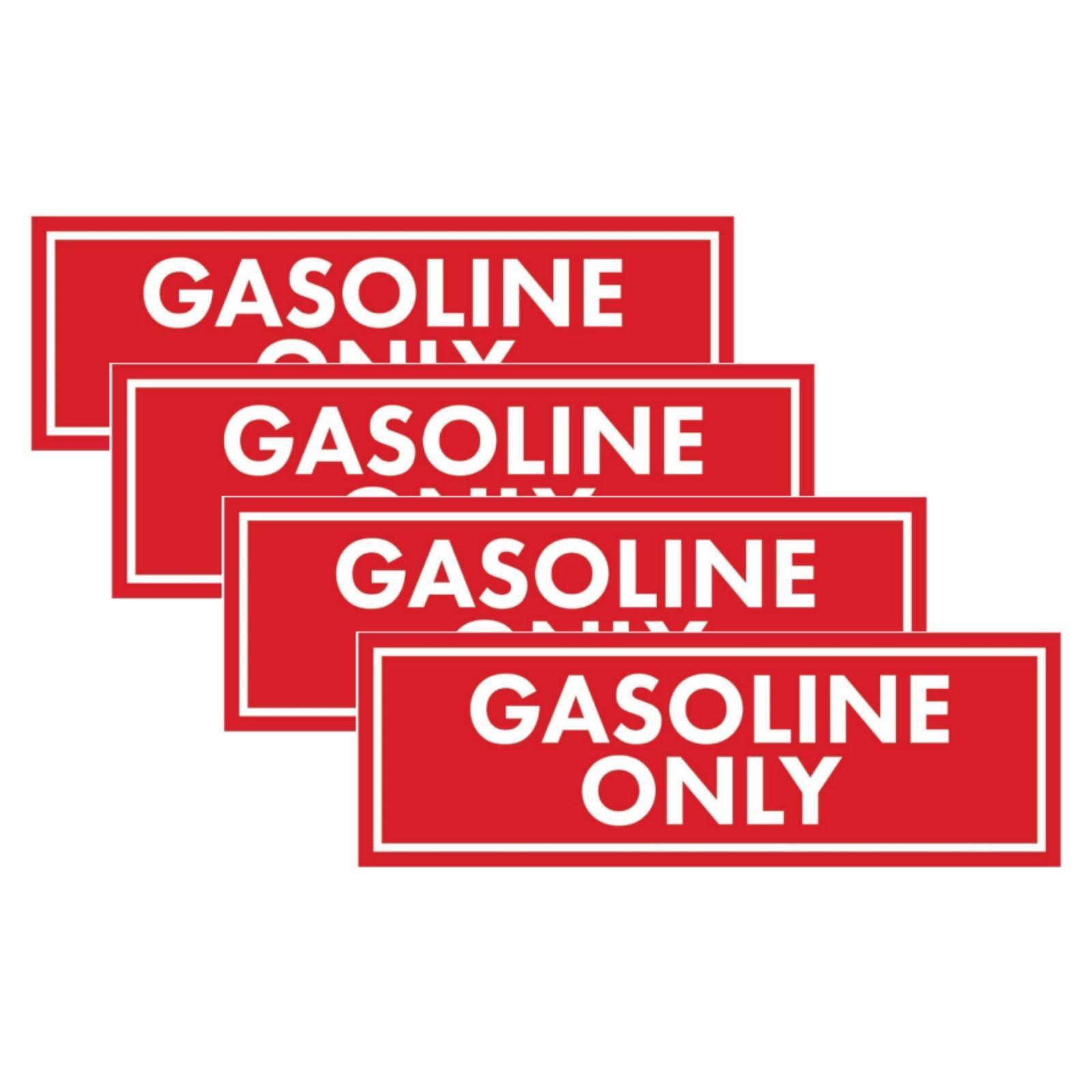 Gasoline Only Warning Stickers (4 Pieces), 2″ x 6″ Size Perfect for Fuel Caps