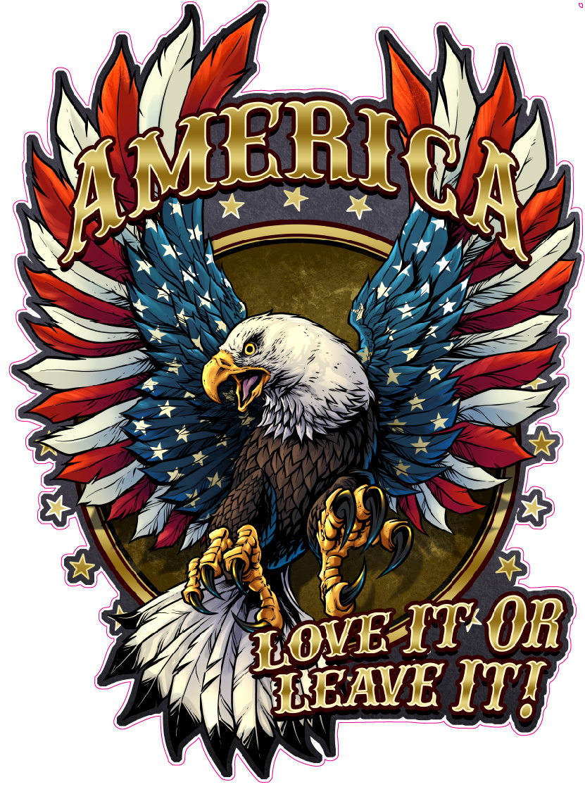 American Bald Eagle American Flag Love it or Leave it Decal Sticker 12″