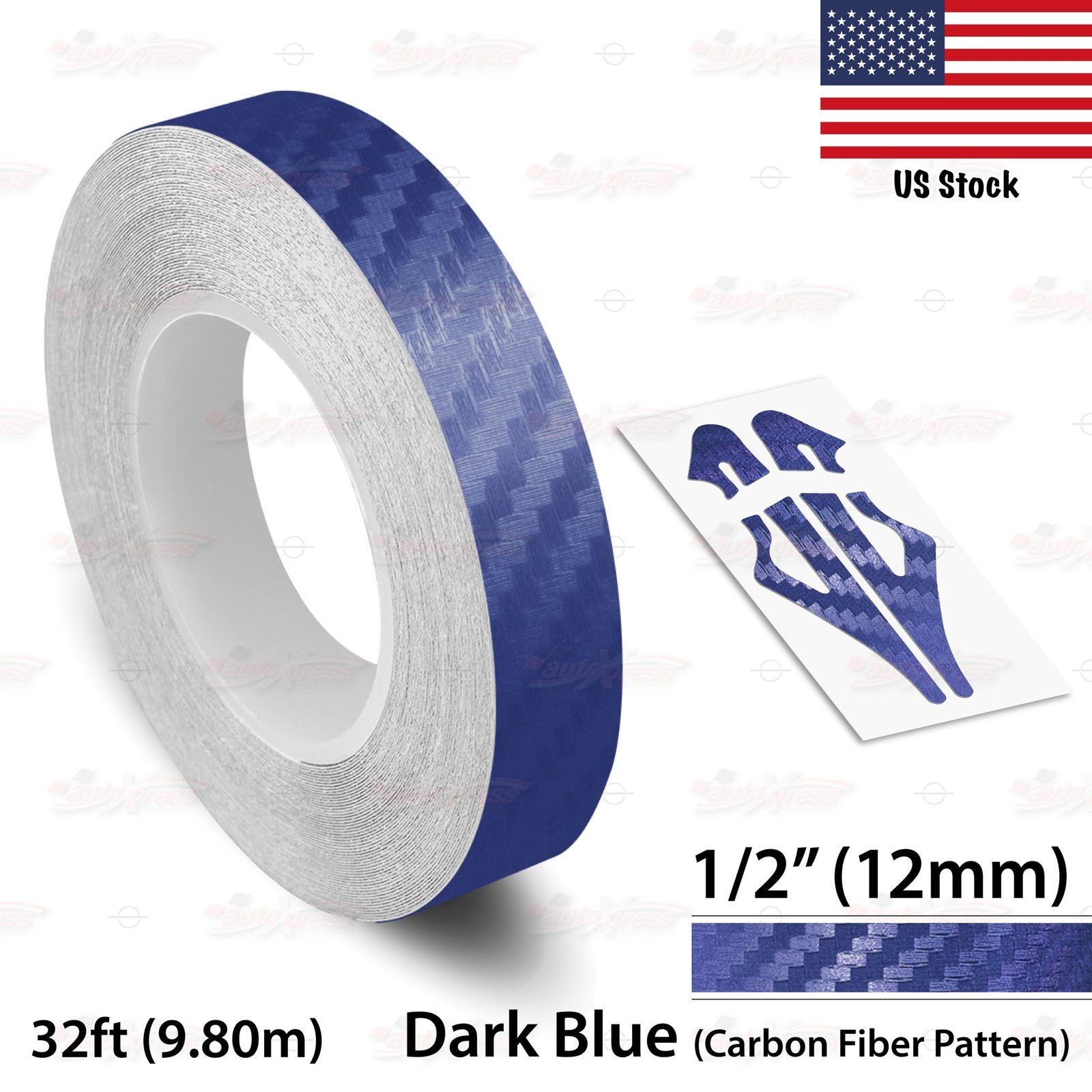 1/2″ Roll Vinyl Pinstriping Pin Stripe Tape Sticker 12mm CARBON FIBER DARK BLUE