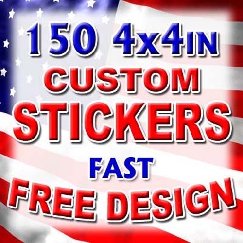 150 4×4 Custom Printed Full Color Outdoor Vinyl Car Bumper Sticker Decal Label