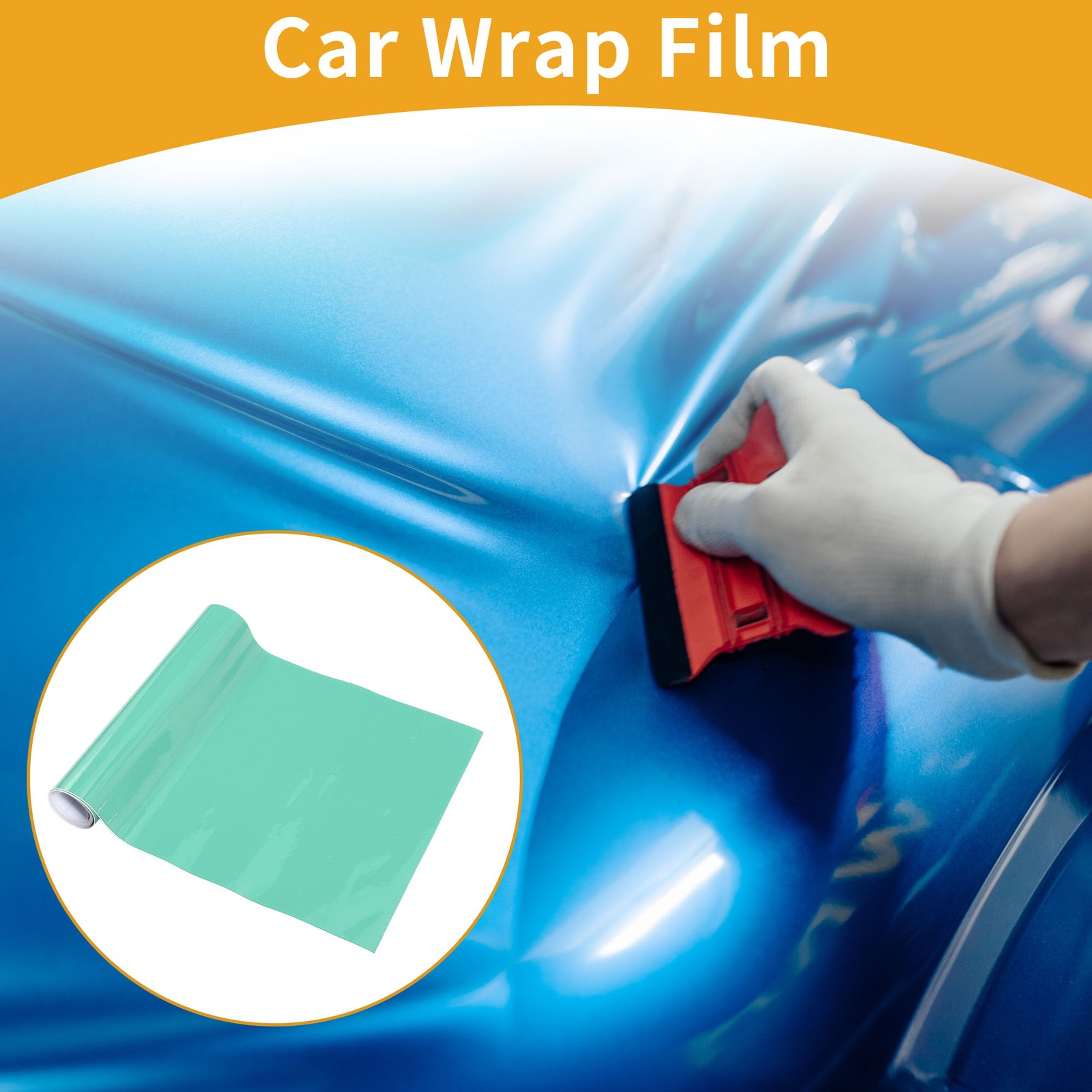 Turquoise Car Wrap Film 20x152cm(0.65ft x 5ft) Vinyl Wrap Cover 1 Pcs