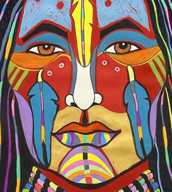 2.5” Native American Face Paint Ceremony Heritage Tribal Art Bumper Sticker
