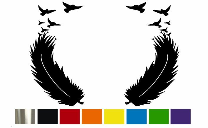 (2) BIRD FEATHER CUSTOM Vinyl Decal Set – CUSTOM SIZE & COLOR for CARS,TRUCKS