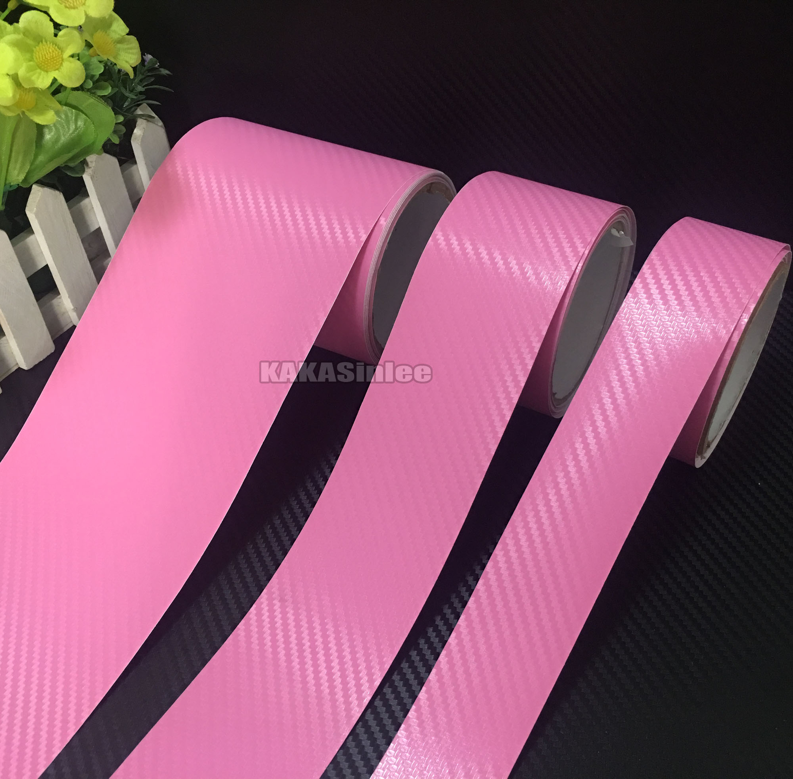 3D Pink / Sheet Car PVC Grain Carbon Fiber Vinyl Tape Wrap Sticker Decors Trim