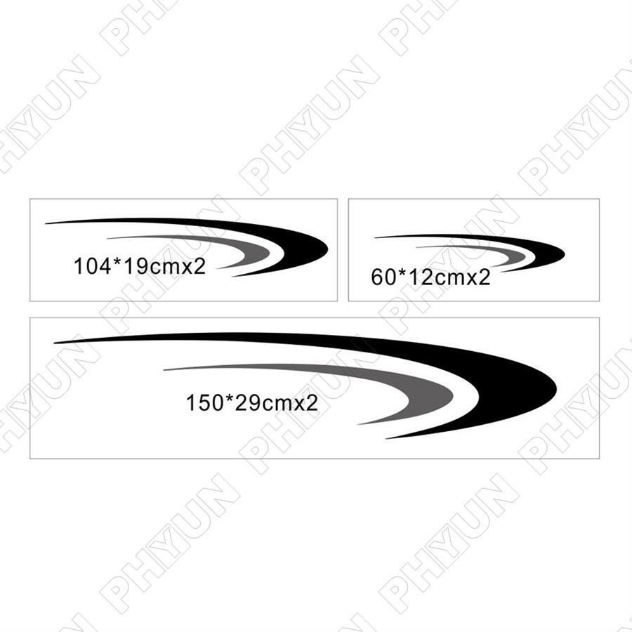 Car RV Camper Trailer Body Side Decor Stickers Vinyl Graphics Decal Black + Gray