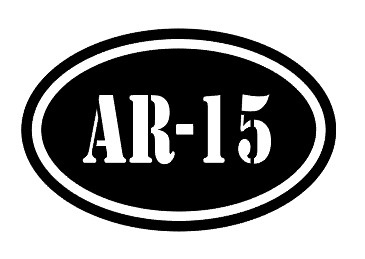 AR-15, AR15 assult rifle Oval EURO Decal in stencil font for Car, Windows, etc..