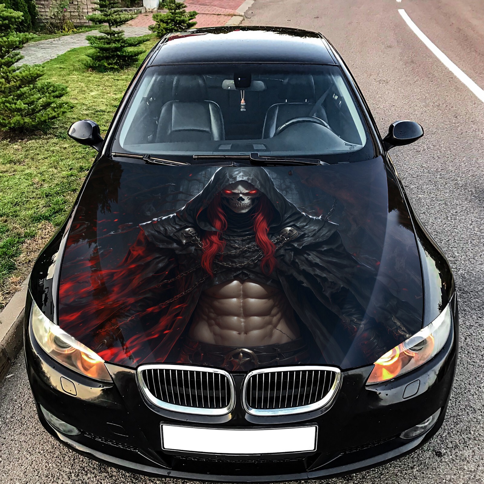 Skull Necromancer Car Hood Wrap Decal Vinyl Sticker Graphic For Car and Truck 3M