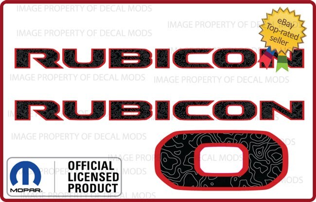 18 – 23 Jeep Wrangler RUBICON Hood Decals Stickers JL topo red black map FJ3H0
