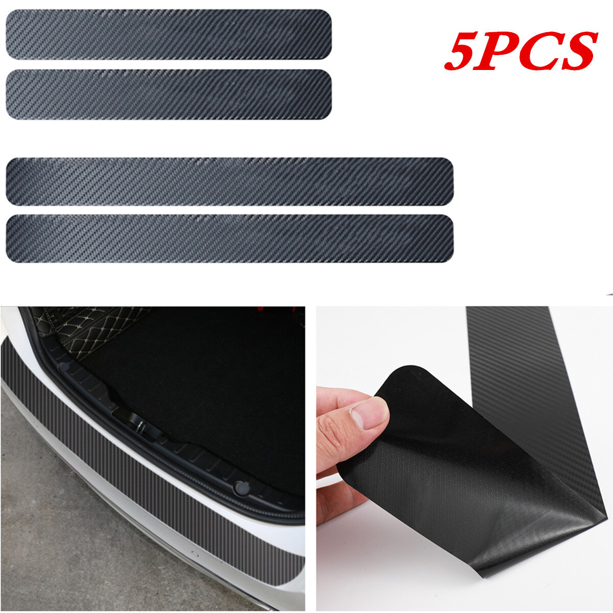 Car Trunk Door Sill Scuff Guard Plate Sticker Protector Anti Scratch Kick 5Pcs