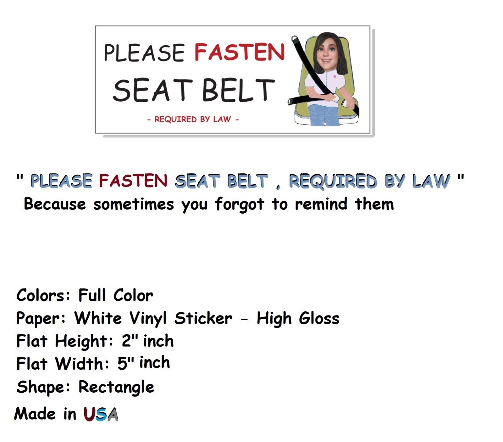 DASH CAM STICKER ,SEAT BELT STICKER , SEATBELT STICKER , PLEASE FASTEN , TNC
