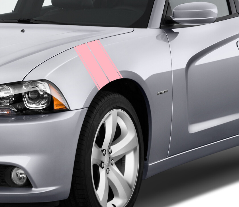 Dual 7″ Wide Fender Stripe Hash Mark Decal Universal Fit 22″ Long for both sides