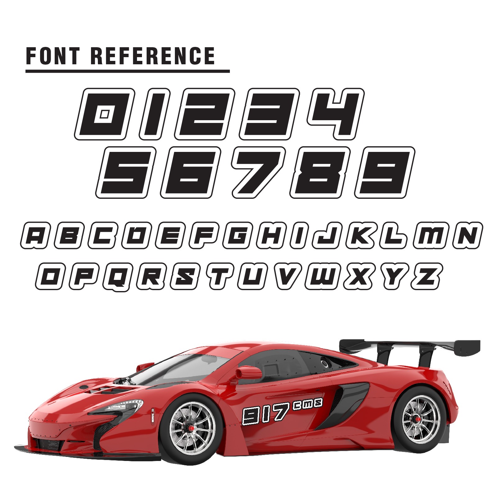 Custom Autocross Number Class Sticker Matte x2 8,10-16 inch – Bold White Style