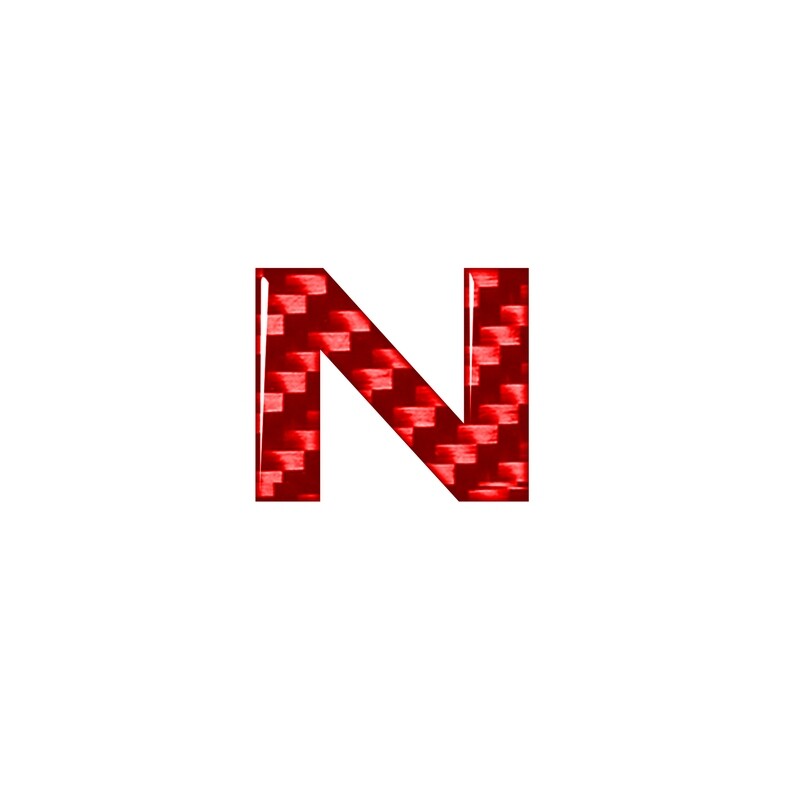 1pcs Red Real Carbon Fiber Car DIY Letter/Number Decals Sticker