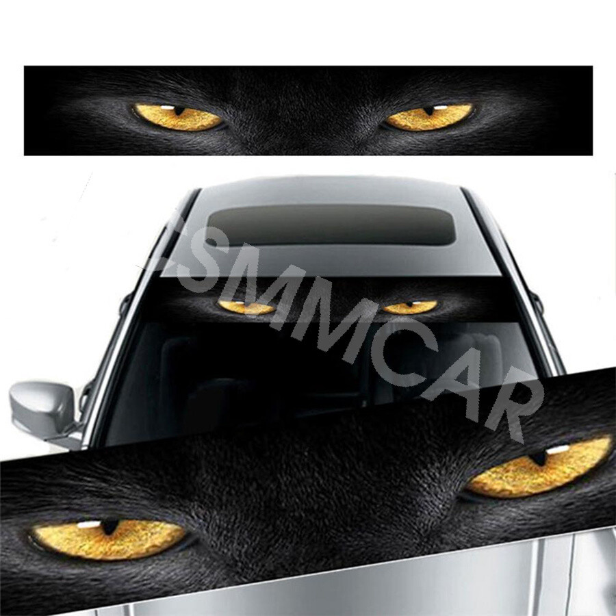 Car Front Window Decals Yellow Eye Leopard 3D Sunshade Stickers Self Adhesive