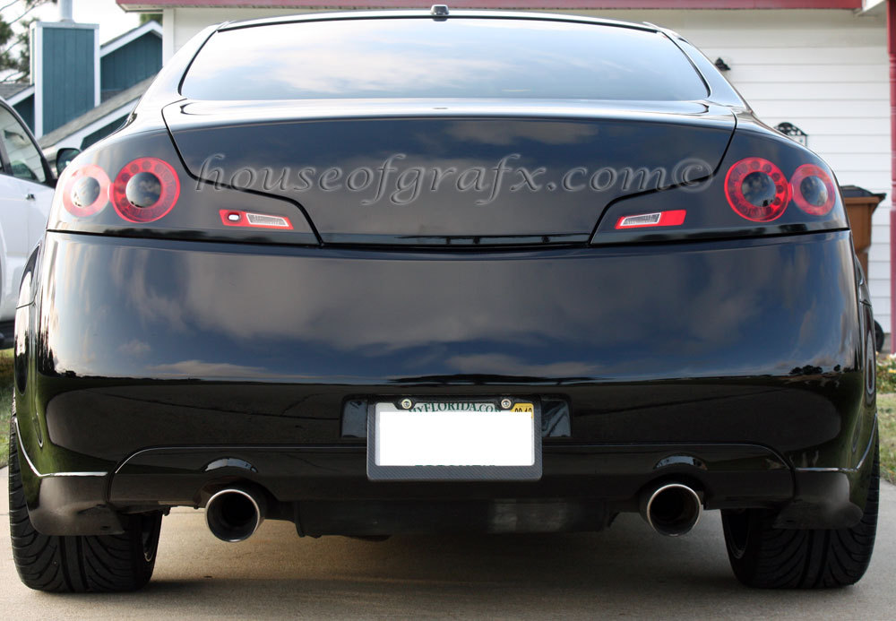 GTR tail light overlays decals 3 holes w/ inserts fit 06-07 Infiniti G35 coupe