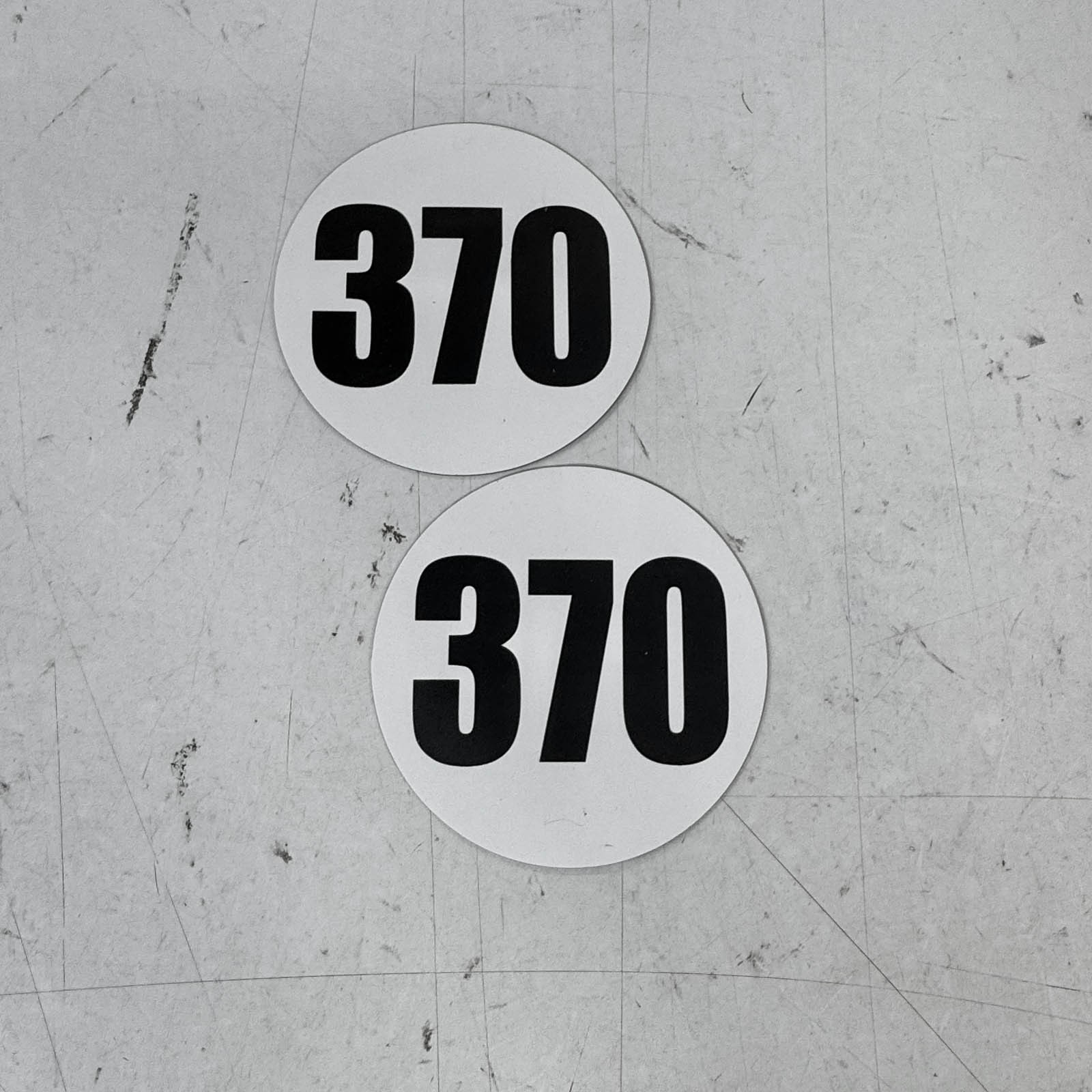 5″ Height Round Circle White Magnetic Racing Number 370 Magnet 2pcs