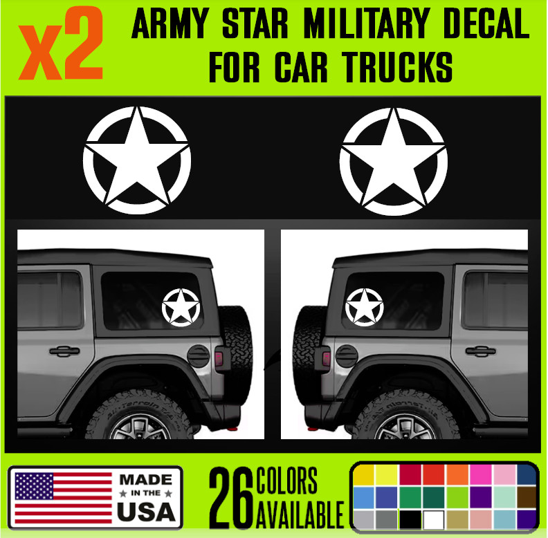 x2 ARMY STAR military Decal for Car Trucks – AR1