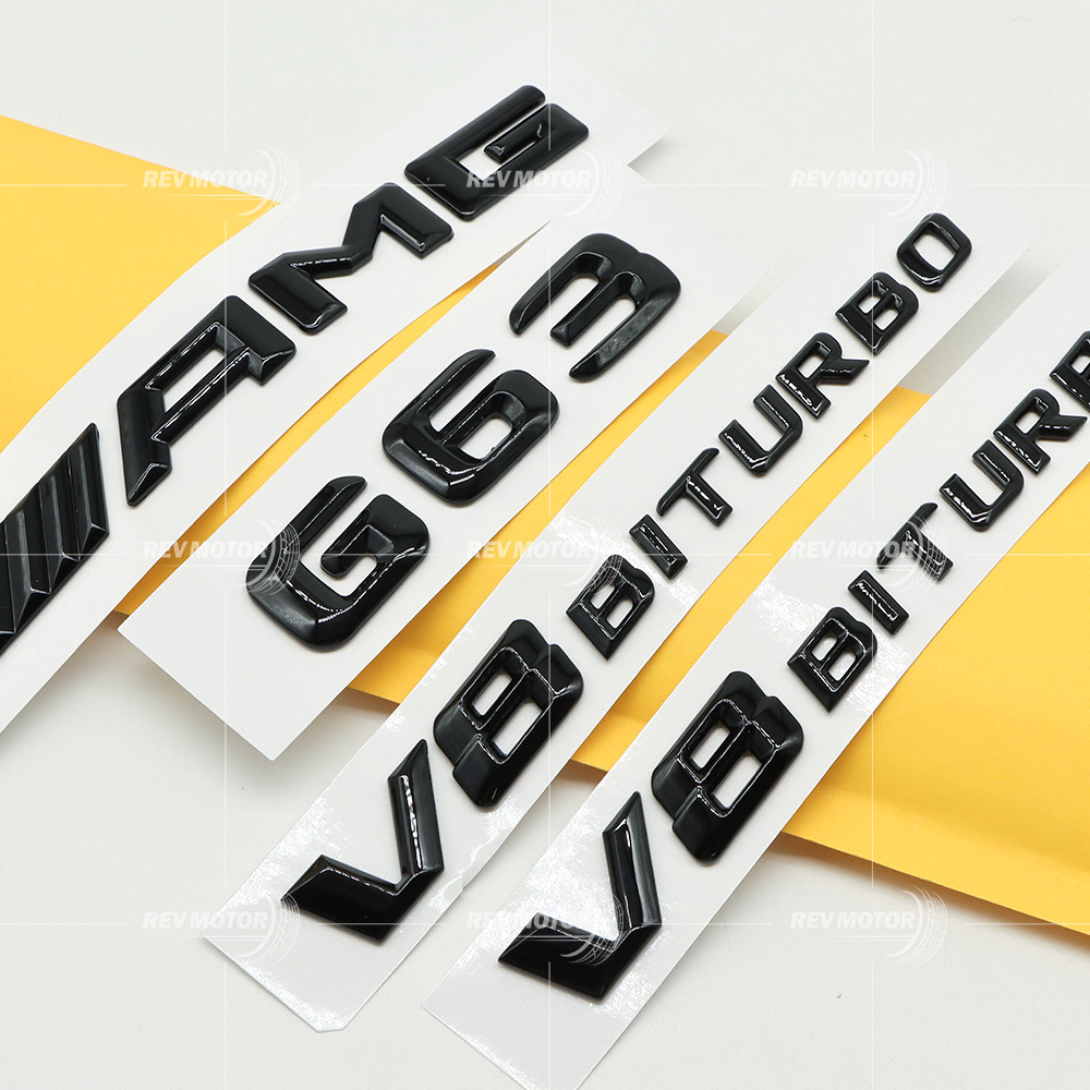 4pcs Gloss Black 3D Raised Badge For AMG G63 G-Class V8 Biturbo Side Rear Emblem