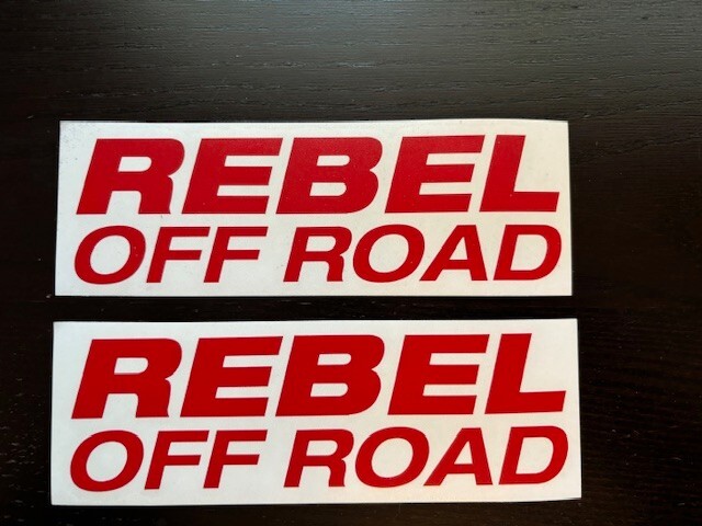 Rebel Off Road Vinyl Die Cut 2PC Sticker Decal SET RED 7X2.5