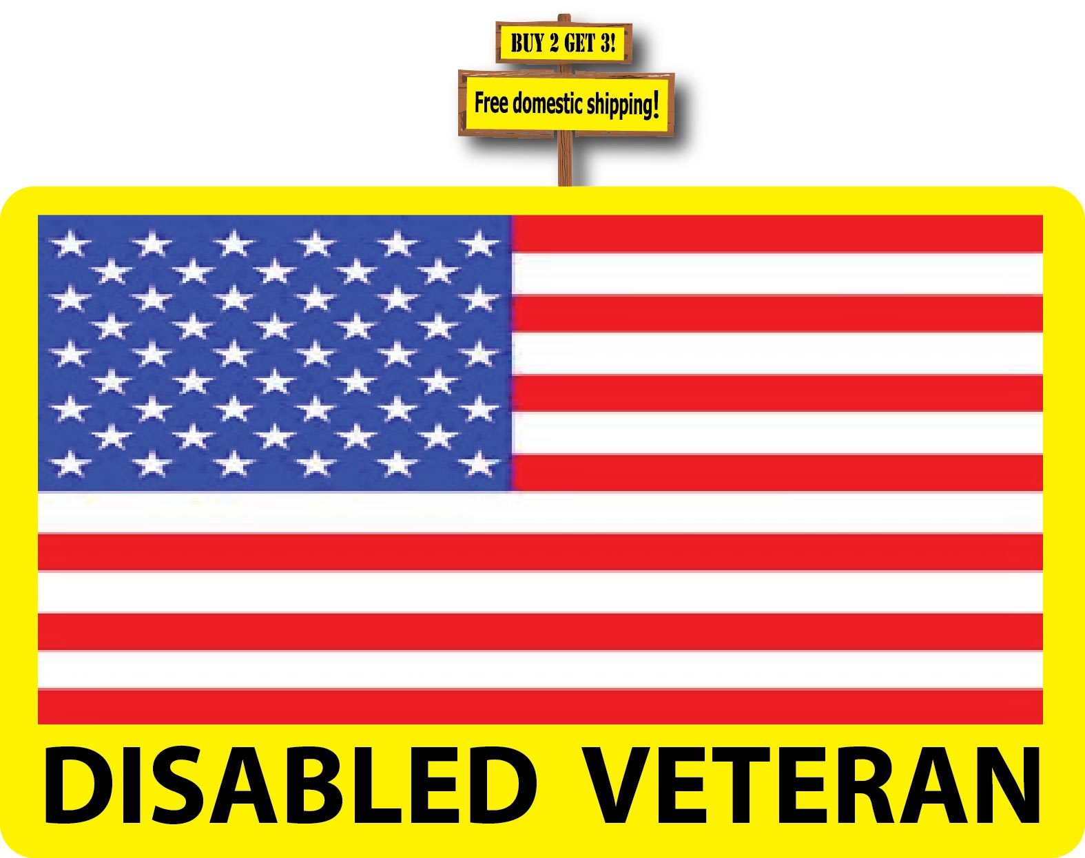 Disabled Veteran American Flag USA Decal Sticker Made in America p64