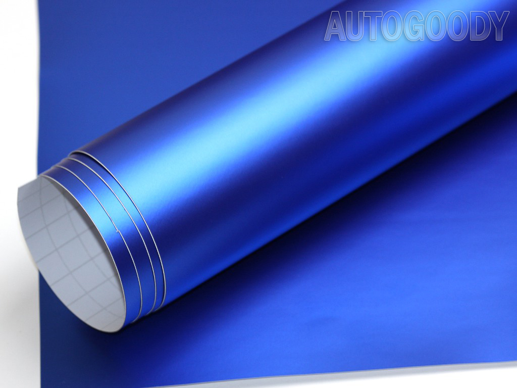 20ft x 5ft Satin Matte Chrome Metallic Deep Blue Vinyl Film Wrap Air Bubble Free
