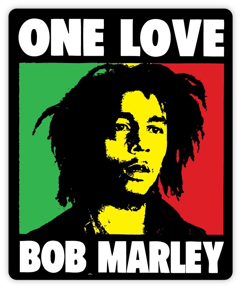 Bob Marley One Love sticker decal 4″ x 5″