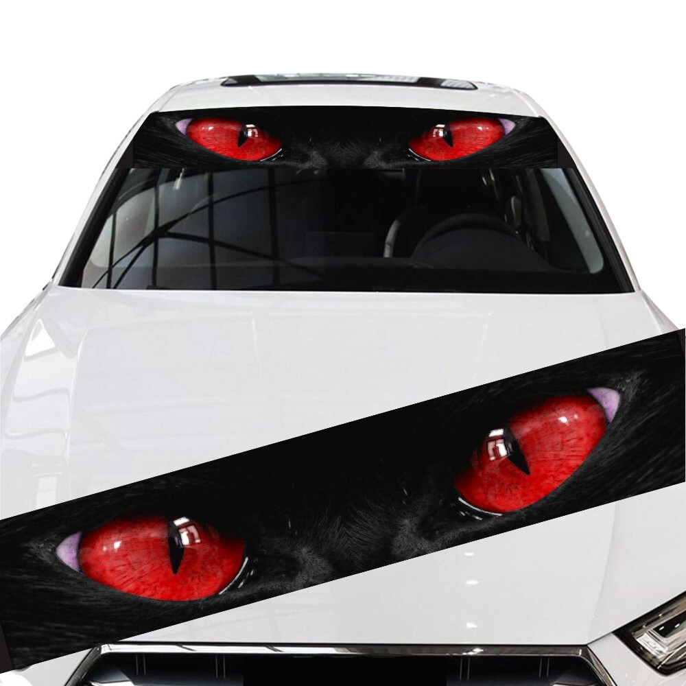 Car Front Windshield Front Glass Sunshade Sticker Visor Strip Cat’s Eyes Decal