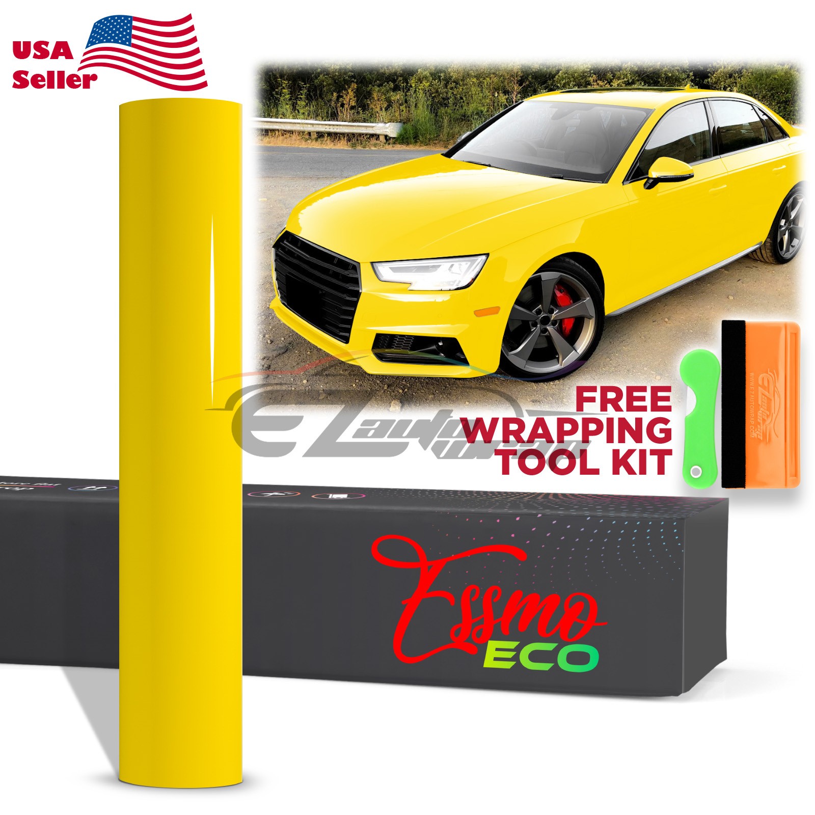 1FTx5FT PPF Lemon Yellow Gloss Color Vinyl Paint Protection Film Scratch Wrap
