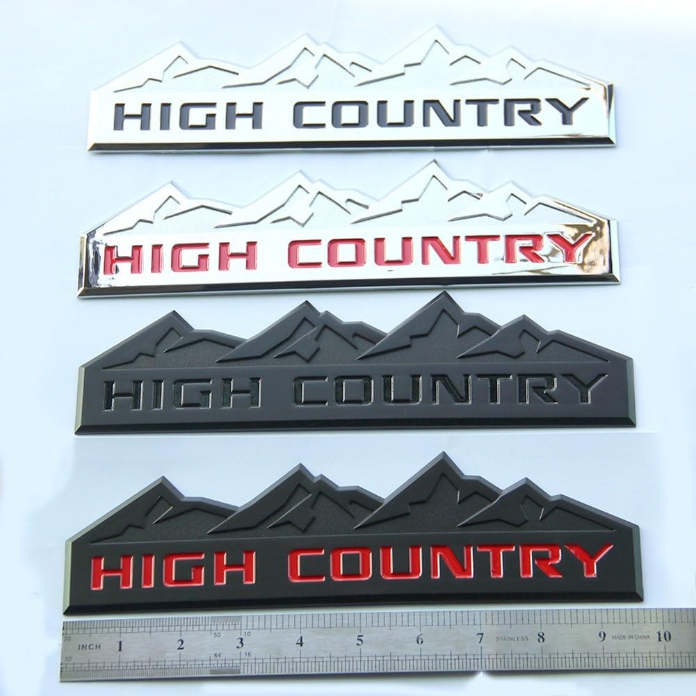 Yoaoo 3pack Chrome High Country Emblem Badges Door Tailgate with black