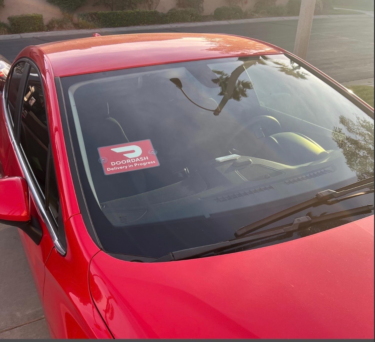 2 DOORDASH Delivery in Progress WINDSHIELD SIGN on Suction Cups ~ 15 Free Cards