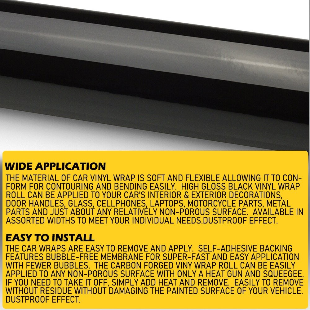 59inches High Quality Gloss Black Wrap Vinyl Sticker Film Car Decal Bubble Free