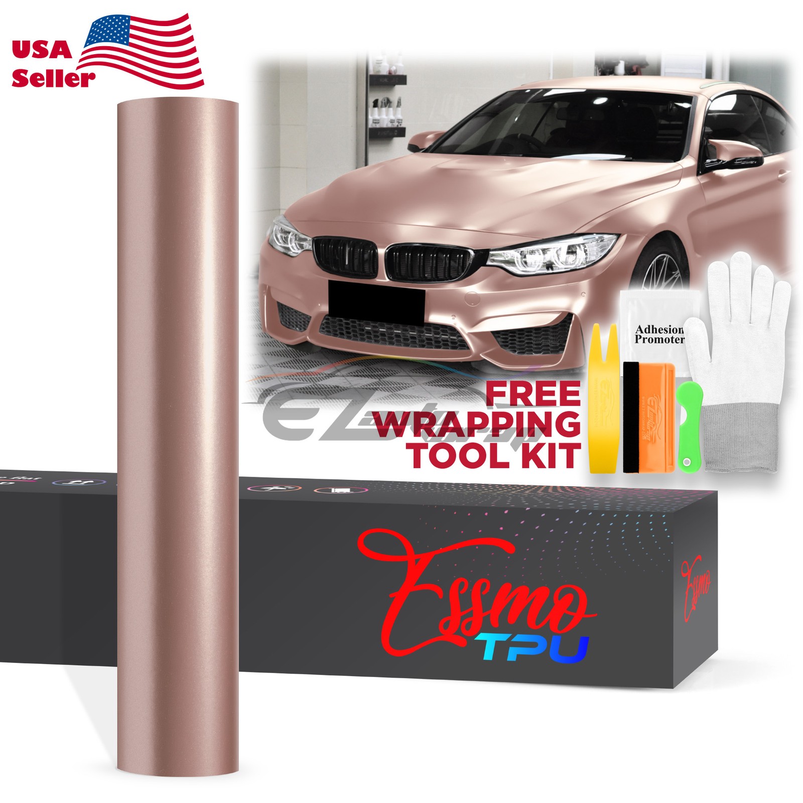 Matte Metallic Rose Gold TPU PPF Paint Protection Film Dry Wet Apply Vinyl Wrap