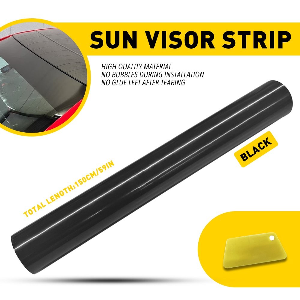 Sun Visor Strip Windshield Banner Long Vinyl Lasting Decal Gloss Blank Black USA