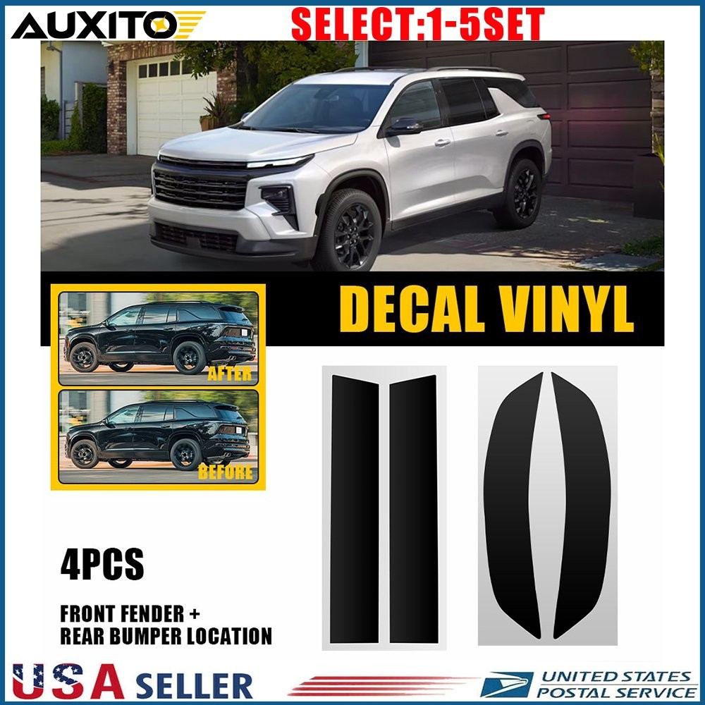Smoke Blackout Vinyl For 2024-2025 Chevy Traverse Front Rear Side Markers 4-20X