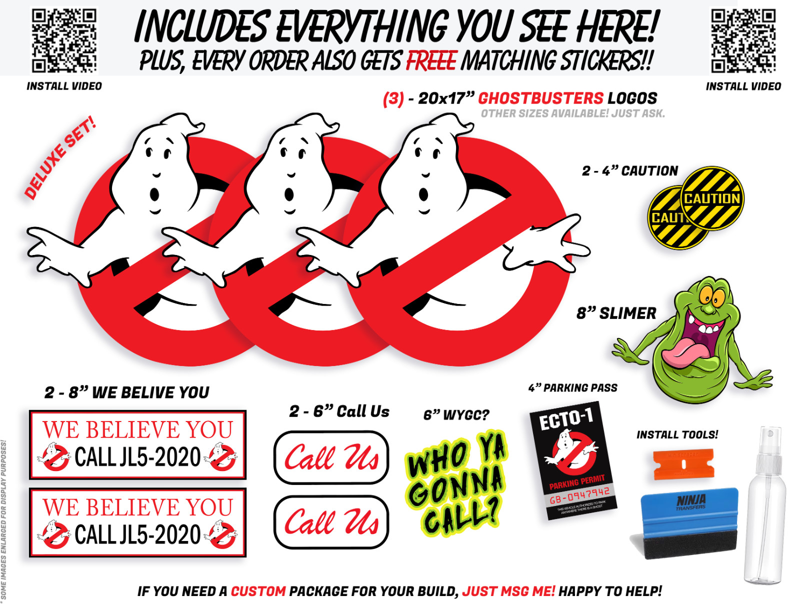 Ghostbusters Deluxe CLING Set! Complete 15-piece package to transform you car!!