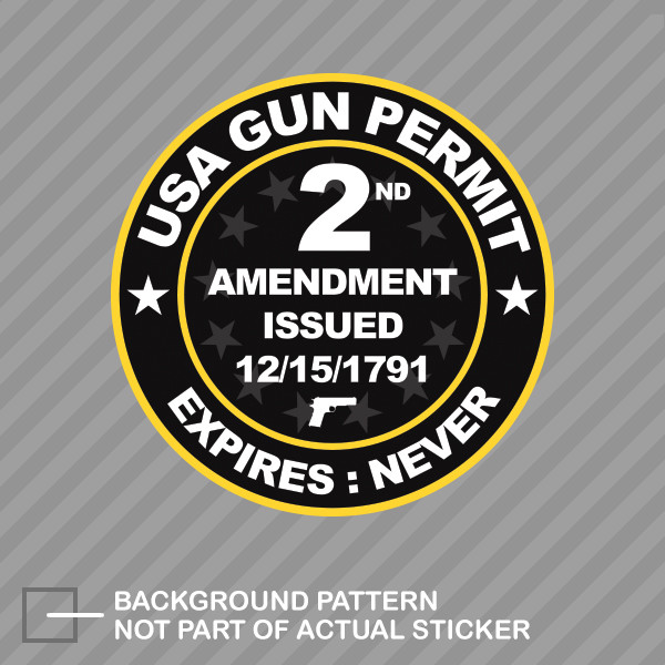 Black USA Gun Permit 2nd Amendment Sticker Decal Vinyl 2a gun rights