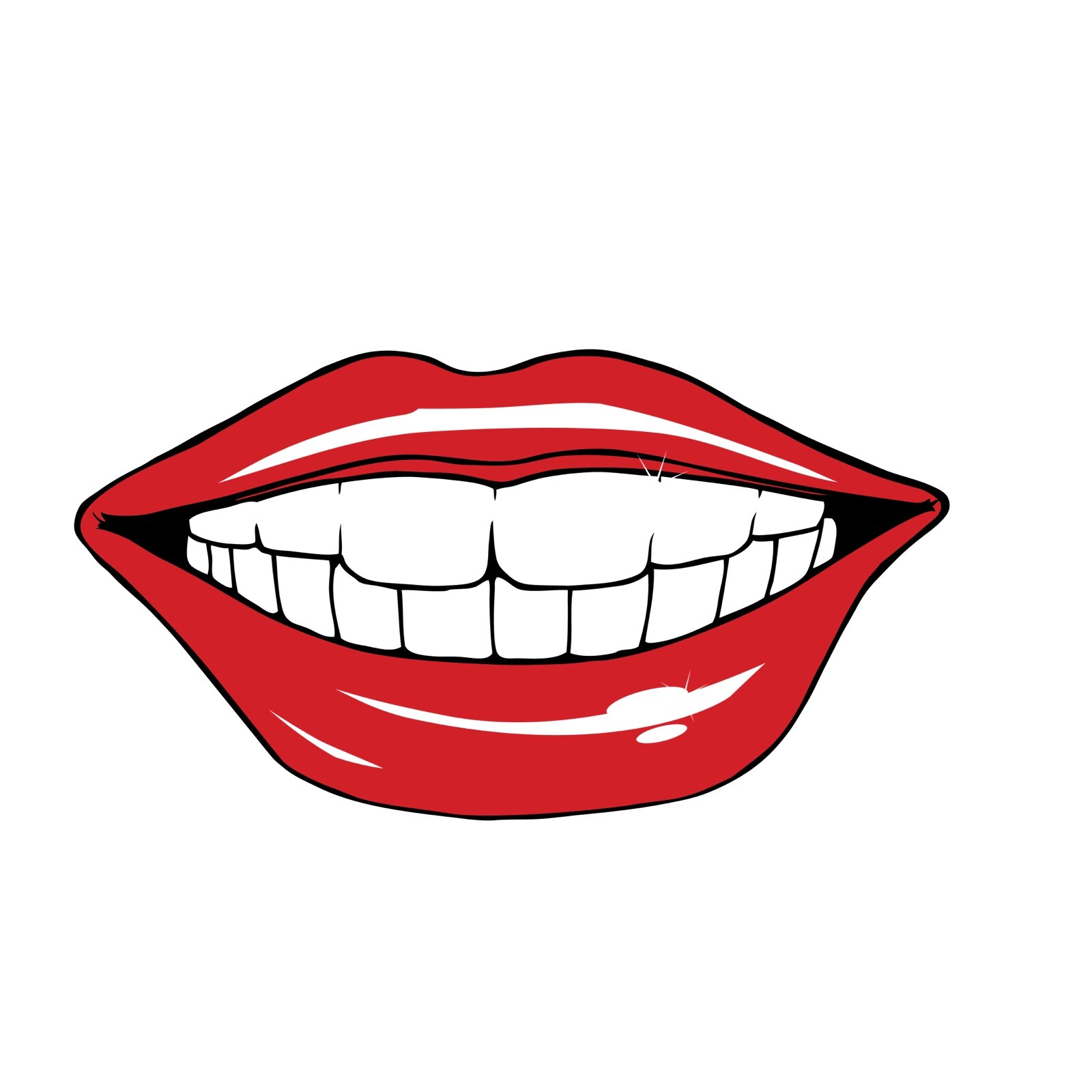Red Lips Sticker Large Smile Teeth Girl Fashion Woman Chic Art Dripping (4 Inch)