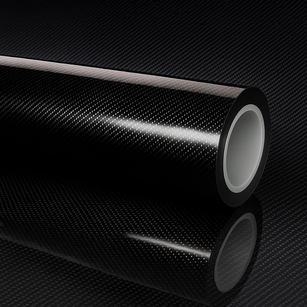 7D Super Glossy Black Carbon Fiber Vinyl Wrap 1FT x 10FT SelfAdhesive Sticker